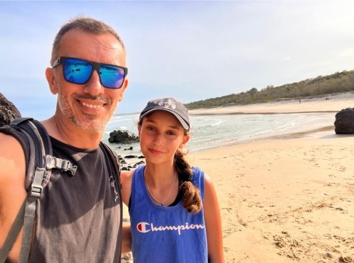 Andrew and Ivy Thomson at Fingal Head after their beach walk from Kingscliff