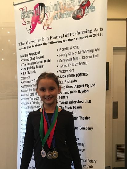 Ivy winning gold at Murwillumbah Festival of Performing Arts 2018