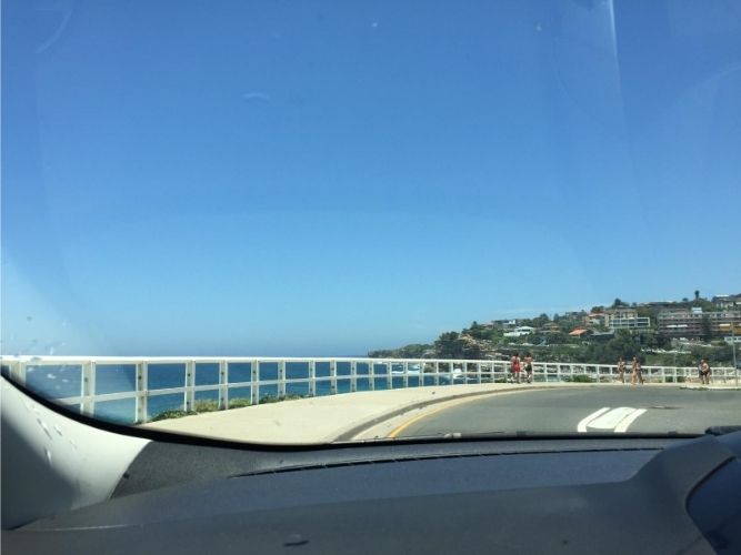Bronte Beach on a 40-degree January day in 2016, taken from the car by Siobhan Thomson during a family trip with daughter Ivy asleep in the back seat