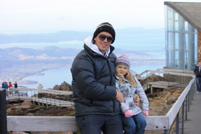 Andrew and Asha Thomson on Mount Wellington in Hobart