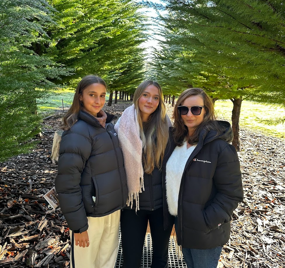 Siobhan, Asha and Ivy Thomson in Tasmania, June 2024