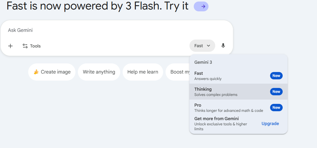 how to select Gemini's thinking model when doing your FAQ how to select Gemini's thinking model when doing your FAQ