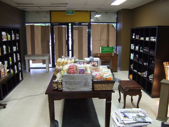 A progress photo of the renovation before we opened.