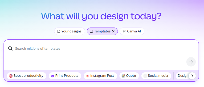 Canva homepage